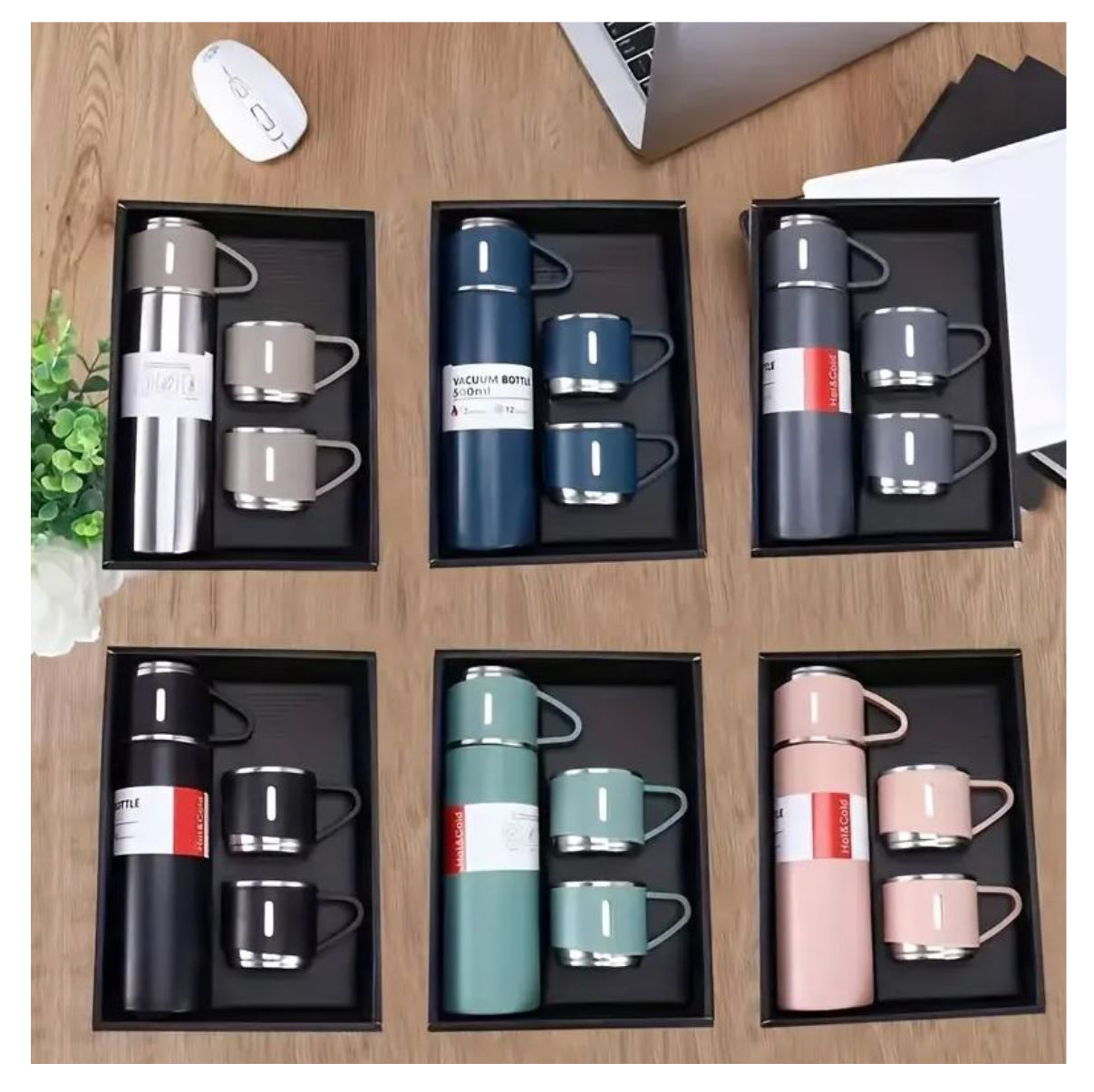 Termo Vacuum con 3 tazas para Caliente y Frio